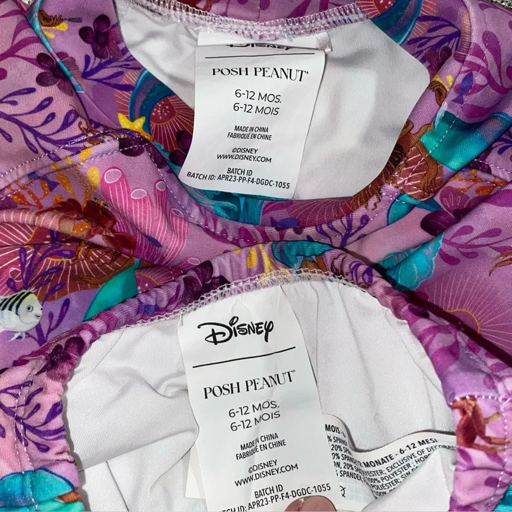 Posh Peanut x Disney Ariel Little Mermaid Two-Piece Swimsuit - size 6-9 months